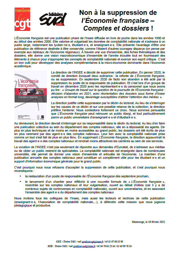 Lire la suite à propos de l’article Quand l’INSEE abandonne un de ses Fleurons !
