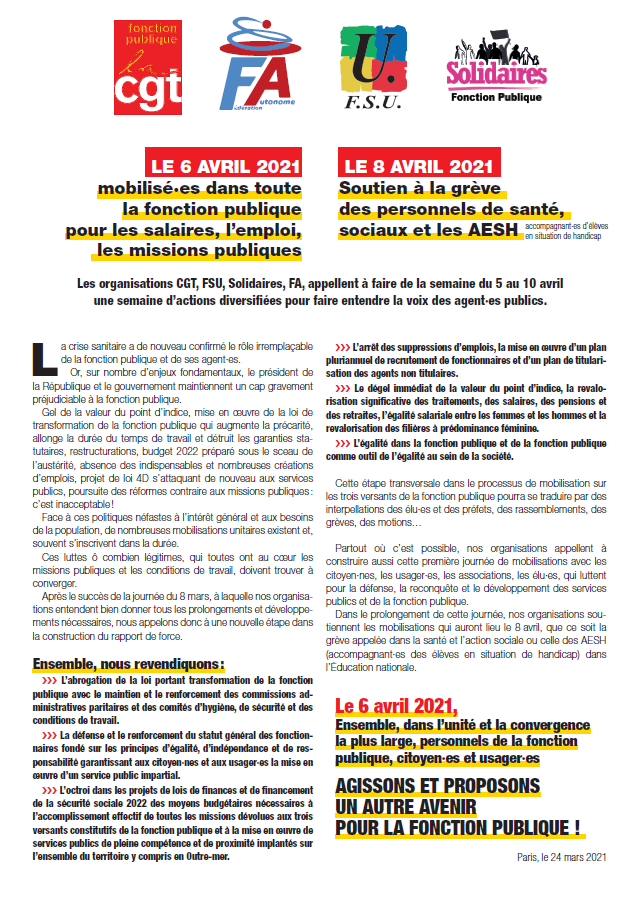 Lire la suite à propos de l’article AGISSONS ET PROPOSONS UN AUTRE AVENIR POUR LA FONCTION PUBLIQUE !