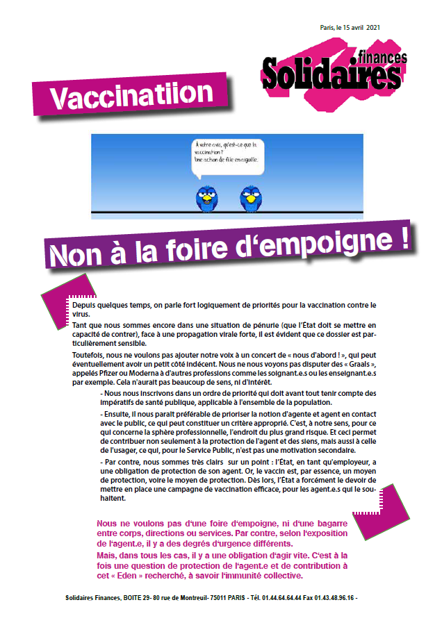 Lire la suite à propos de l’article Vaccination : Non à la foire d’empoigne