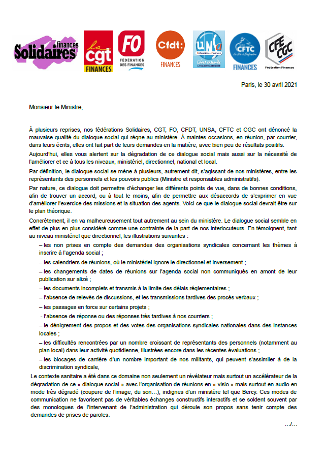 Lire la suite à propos de l’article Dialogue social les fédérations écrivent au ministre.