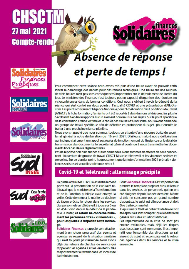 Lire la suite à propos de l’article CHSCTM du 27 mai 2021