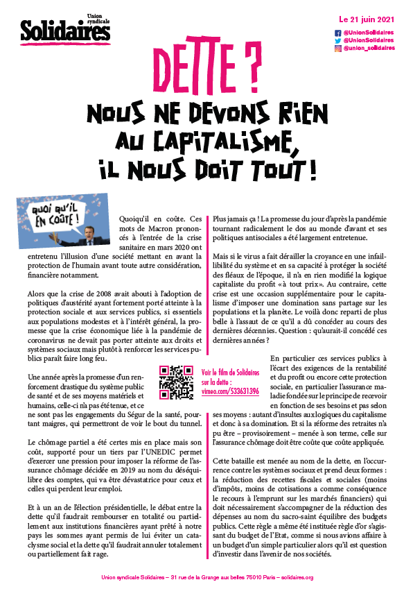 Lire la suite à propos de l’article Ne cédons pas au chantage de la dette !