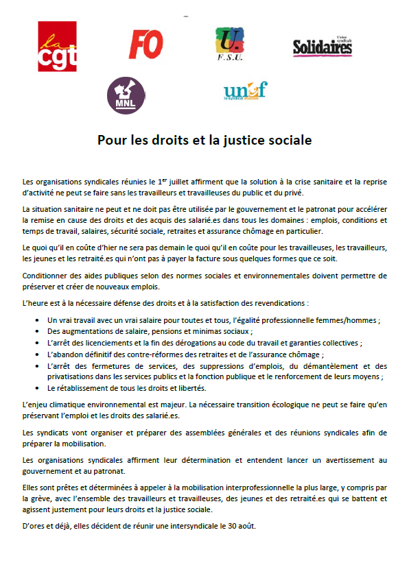 Lire la suite à propos de l’article Communiqué interfédéral: Pour les droits et la justice Sociale.