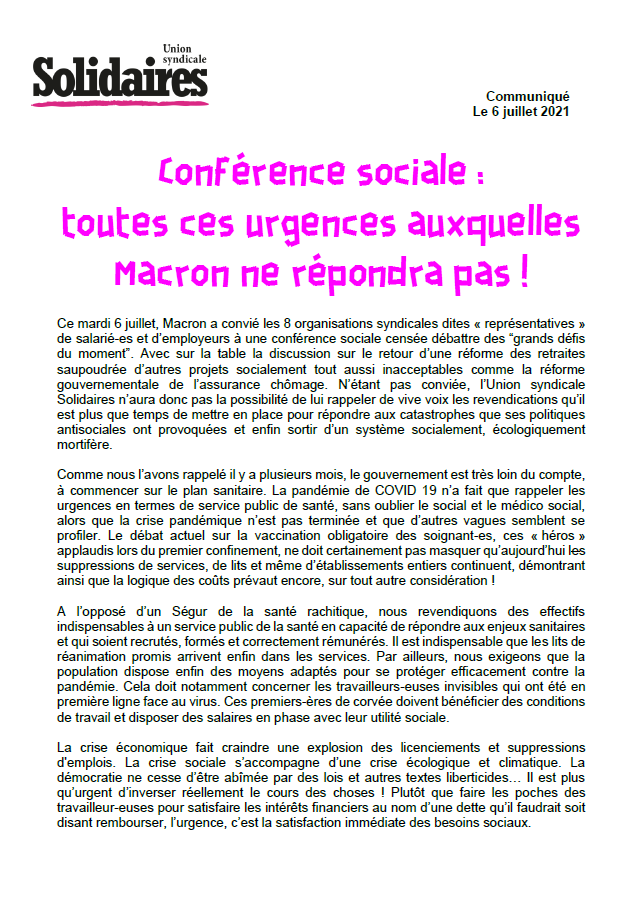 Lire la suite à propos de l’article Conférence sociale : Toutes ces urgences auxquelles E. Macron ne répondra pas !