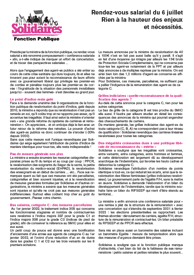 Lire la suite à propos de l’article Conférence salariale.