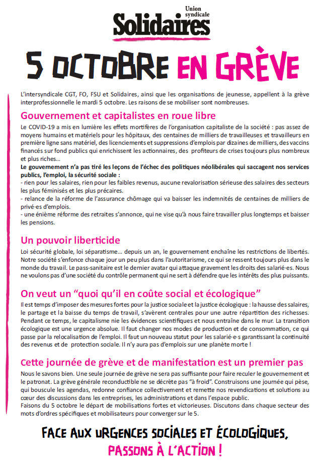 Lire la suite à propos de l’article 5 octobre  toutes et tous en grève !