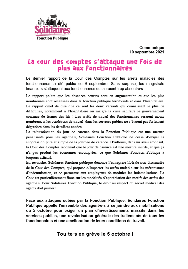Lire la suite à propos de l’article Arrêts maladie :  Quand la Cour des comptes appelle à serrer la vis dans la fonction publique !
