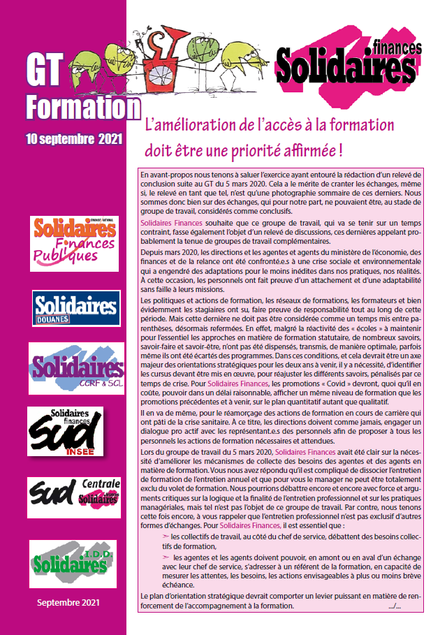 Lire la suite à propos de l’article GT Formation professionnelle