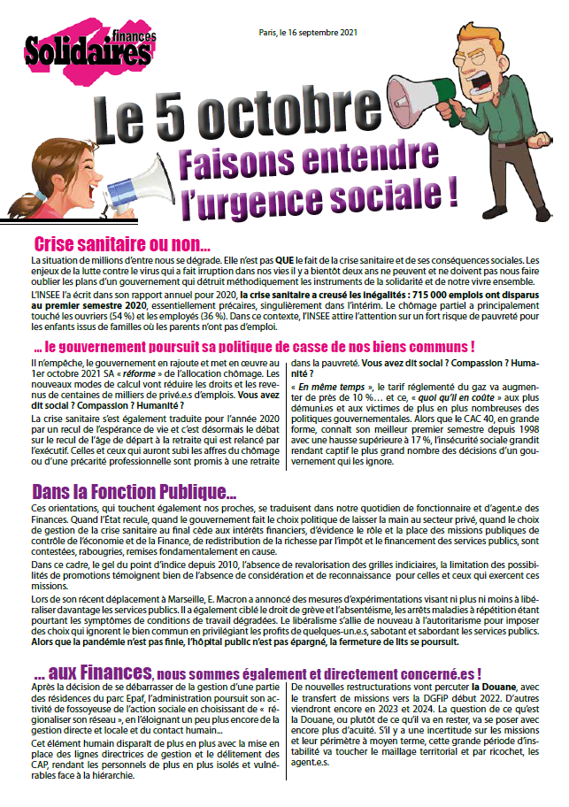 Lire la suite à propos de l’article le 5 octobre aux finances faisons entendre l’urgence sociale !