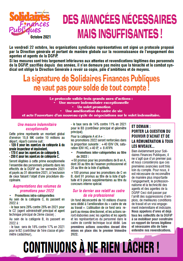 Lire la suite à propos de l’article Négociations à la  DGFiP : Des avancées nécessaires mais insuffisantes !
