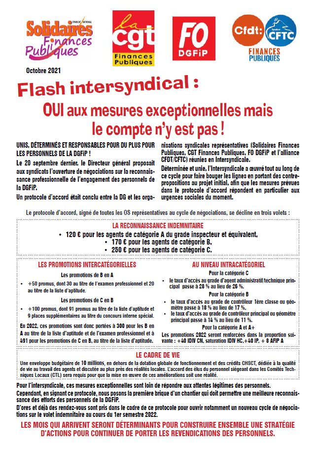 Lire la suite à propos de l’article Flash intersyndical: OUI aux mesures exceptionnelles mais le compte n’y est pas !