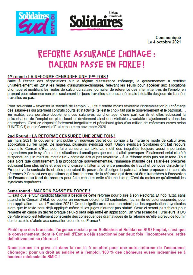 Lire la suite à propos de l’article Assurance chômage : Macron passe en force !