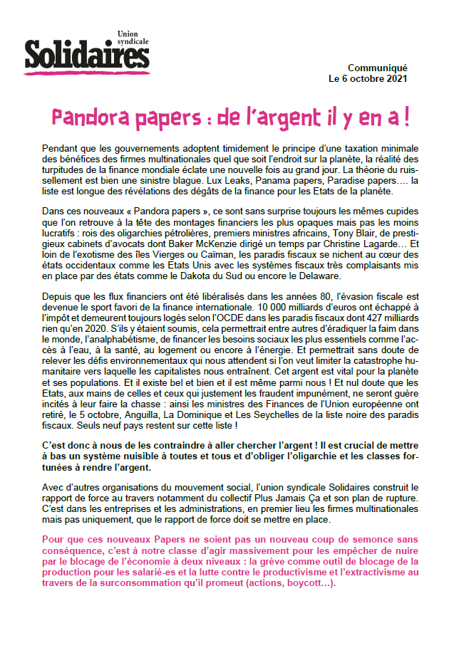 Lire la suite à propos de l’article Pandora papers