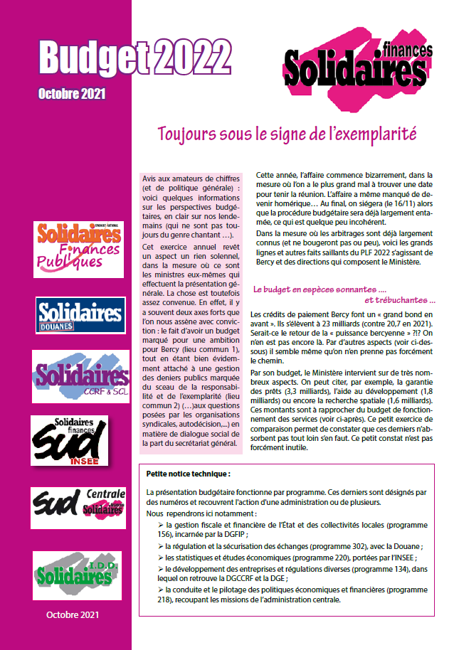 Lire la suite à propos de l’article Budget 2022…