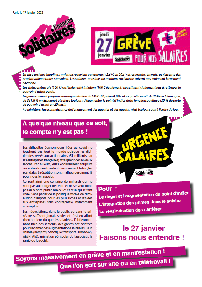 Lire la suite à propos de l’article Pouvoir d’achat – Le 27 janvier Faisons nous entendre !