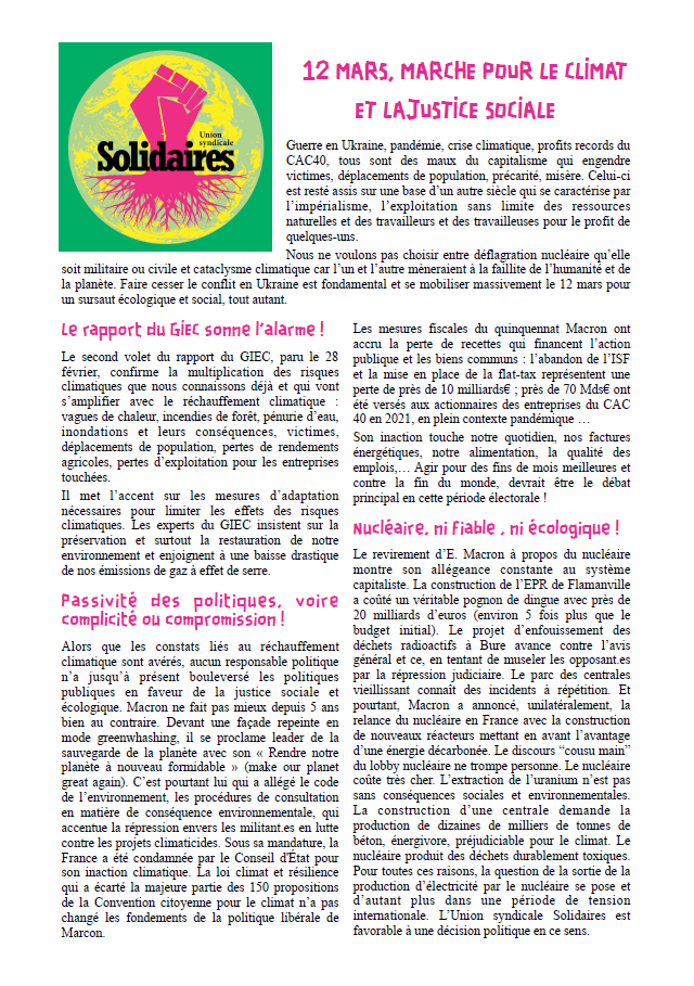 Lire la suite à propos de l’article Marche pour le climat et la justice sociale