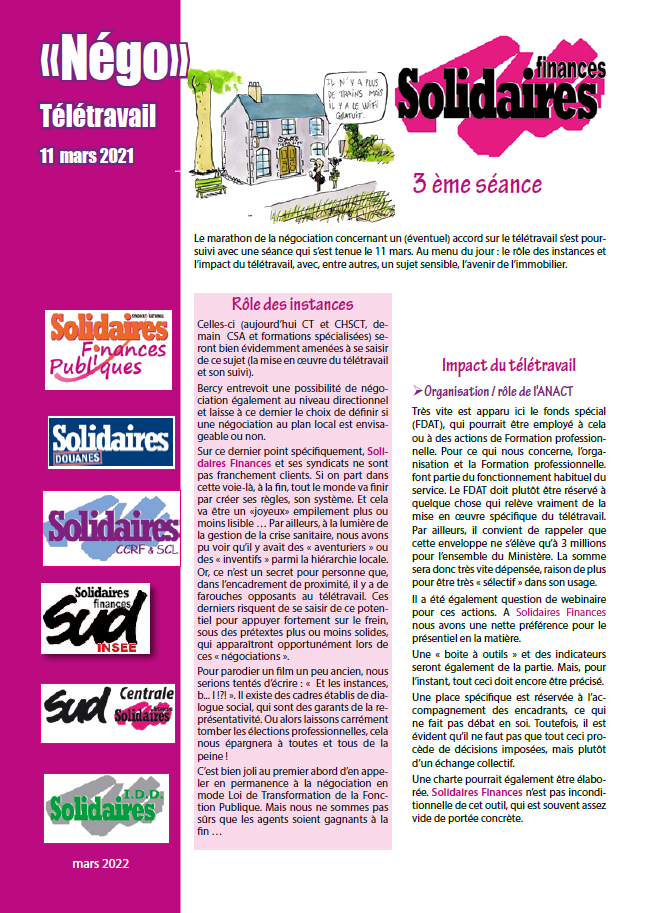 Lire la suite à propos de l’article Négo Télétravail : 3 ème séance