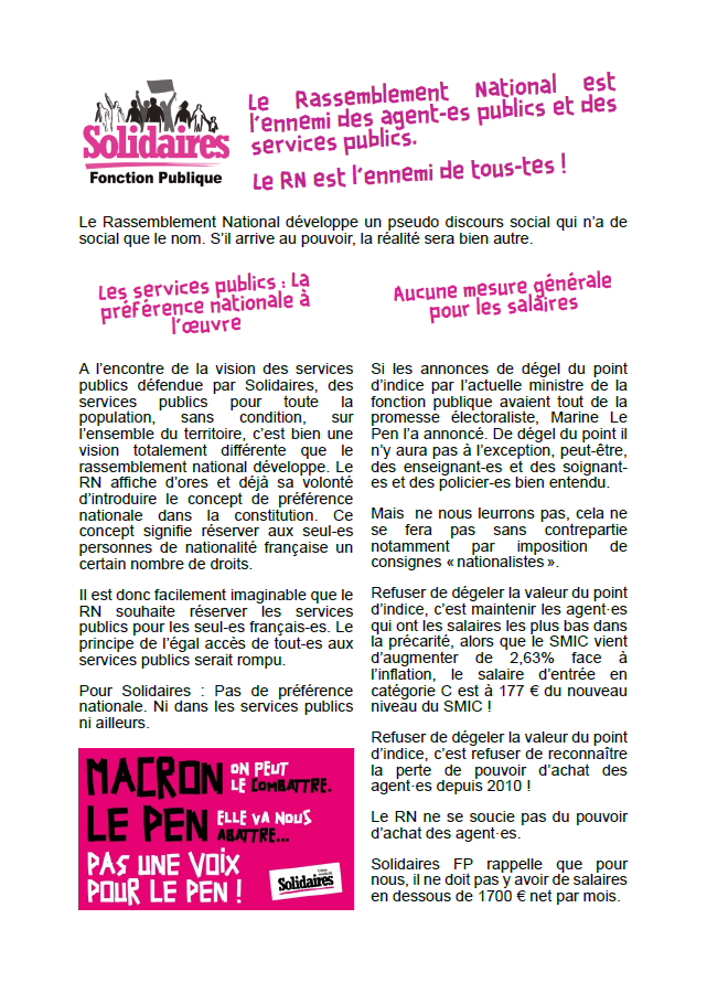 Lire la suite à propos de l’article Le RN ennemi des agent-es publics et des services publics