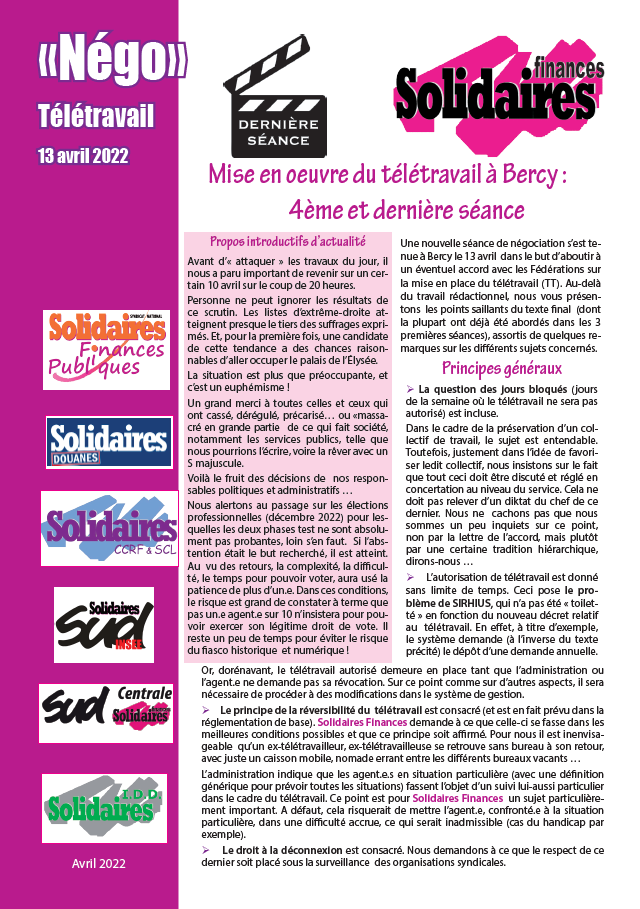 Lire la suite à propos de l’article Télétravail  : 4ème séance et dernière séance