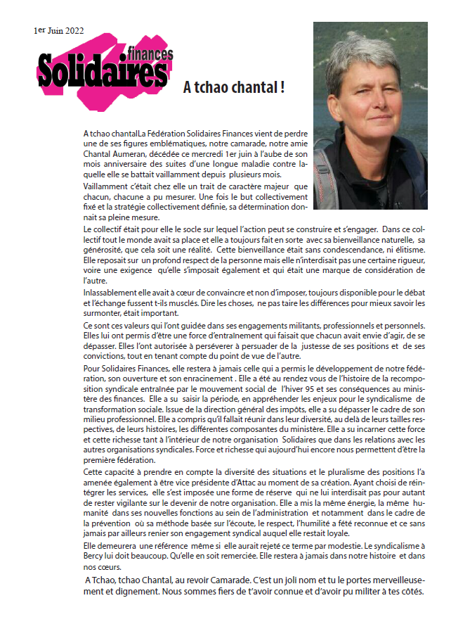 Lire la suite à propos de l’article A tchao Chantal !