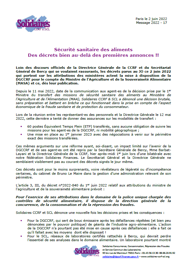 Lire la suite à propos de l’article 21 juin : Journée de mobilisation et de grève pour la défense des missions et l’avenir de la DGCCRF !