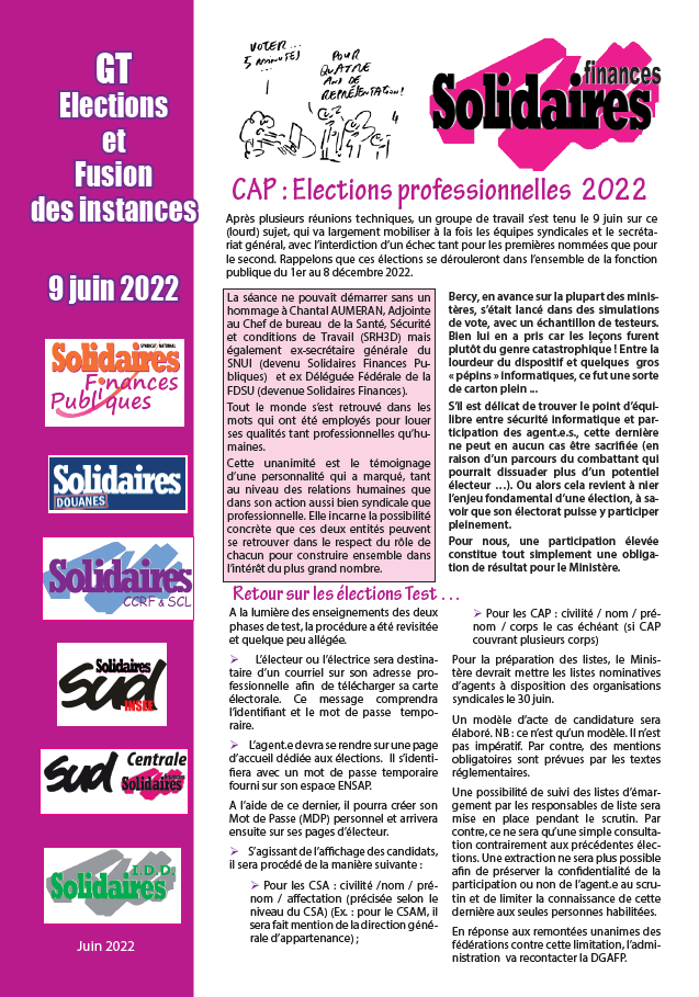 Lire la suite à propos de l’article CAP sur les élections et la fusion des instances !