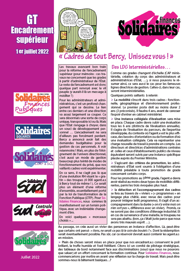 Lire la suite à propos de l’article Compte rendu du GT sur l’encadrement supérieur.