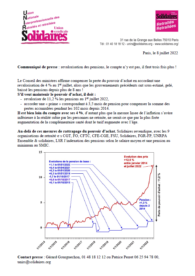 Lire la suite à propos de l’article Revalorisations des pensions : nous sommes loin du compte !
