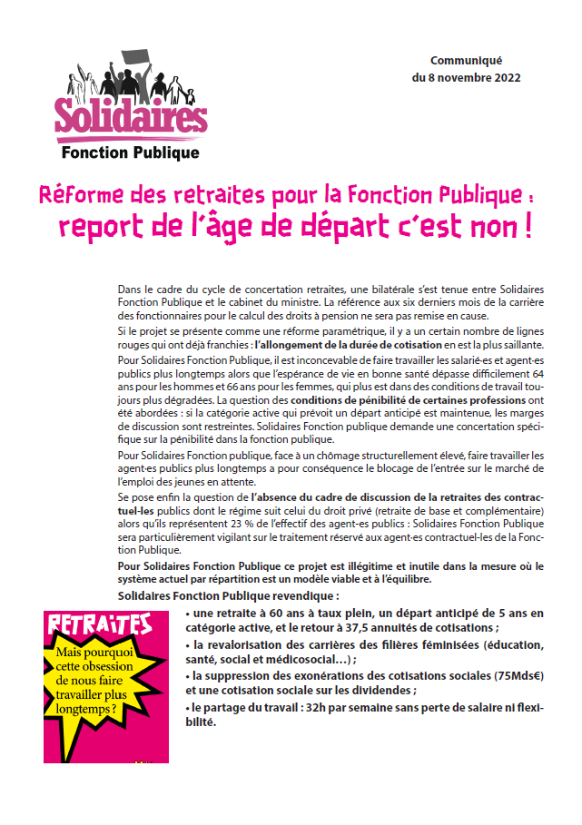 Lire la suite à propos de l’article Réforme des retraites : Report de l’âge de départ c’est non !