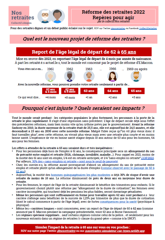 Lire la suite à propos de l’article Argumentaire construit par le collectif Nos retraites.