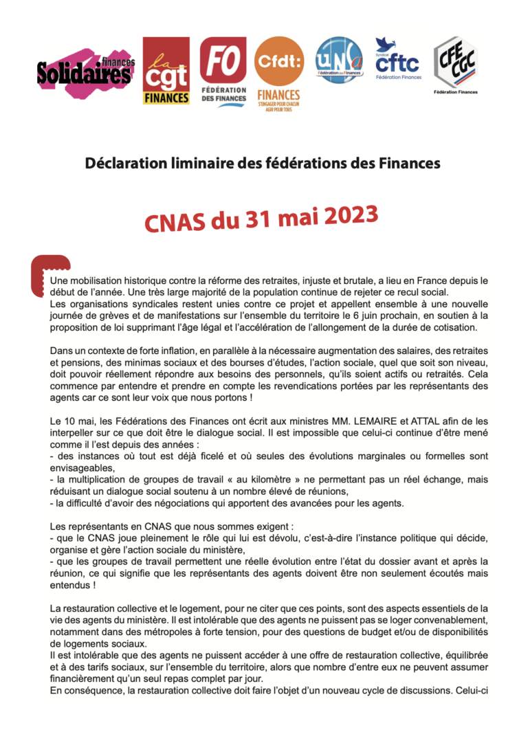 Lire la suite à propos de l’article CNAS du 31 mai 2023
