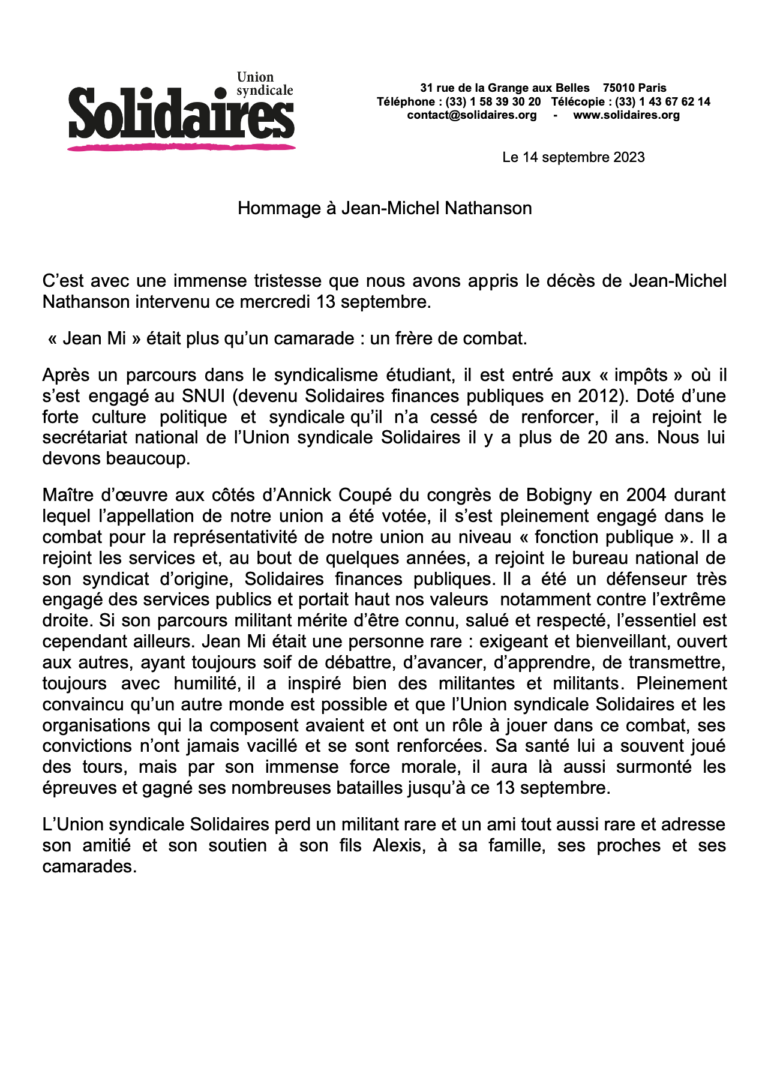 Lire la suite à propos de l’article Hommage à jean Michel