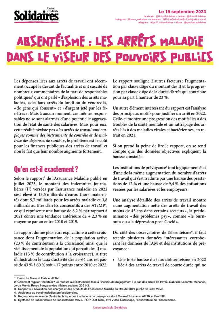Lire la suite à propos de l’article Absentéisme : les arrêts maladie dans le viseur des pouvoirs publics
