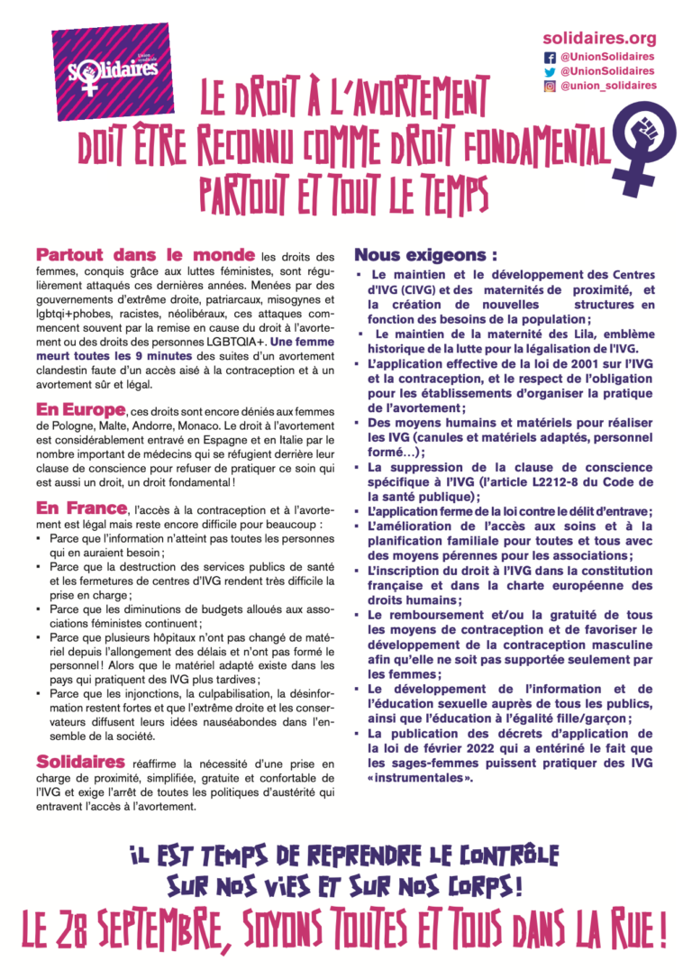 Lire la suite à propos de l’article Le droit à l’avortement doit être reconnu comme droit fondamental partout et tout le temps.