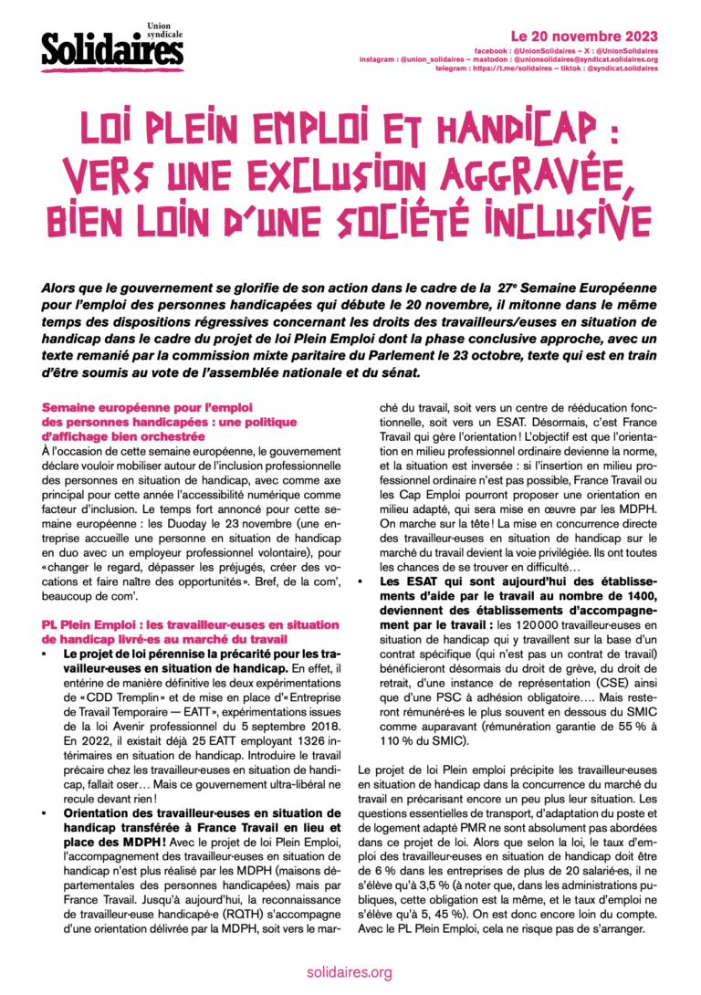 Lire la suite à propos de l’article Handicap  : bien loin d’une société inclusive !