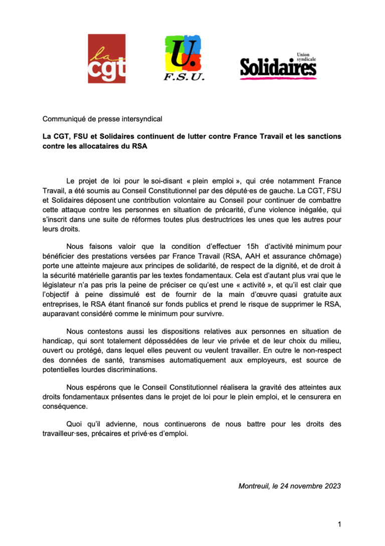 Lire la suite à propos de l’article Sanctions contre les allocataires du RSA : Une violence Inégalée !