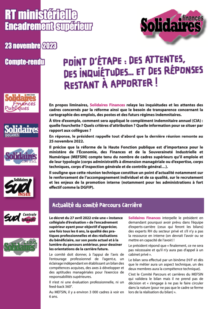 Nouvelle étape de la réforme de la haute Fonction Publiques.