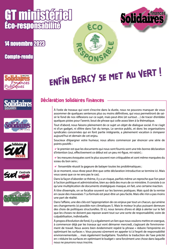 Enfin Bercy se met réellement au vert !!