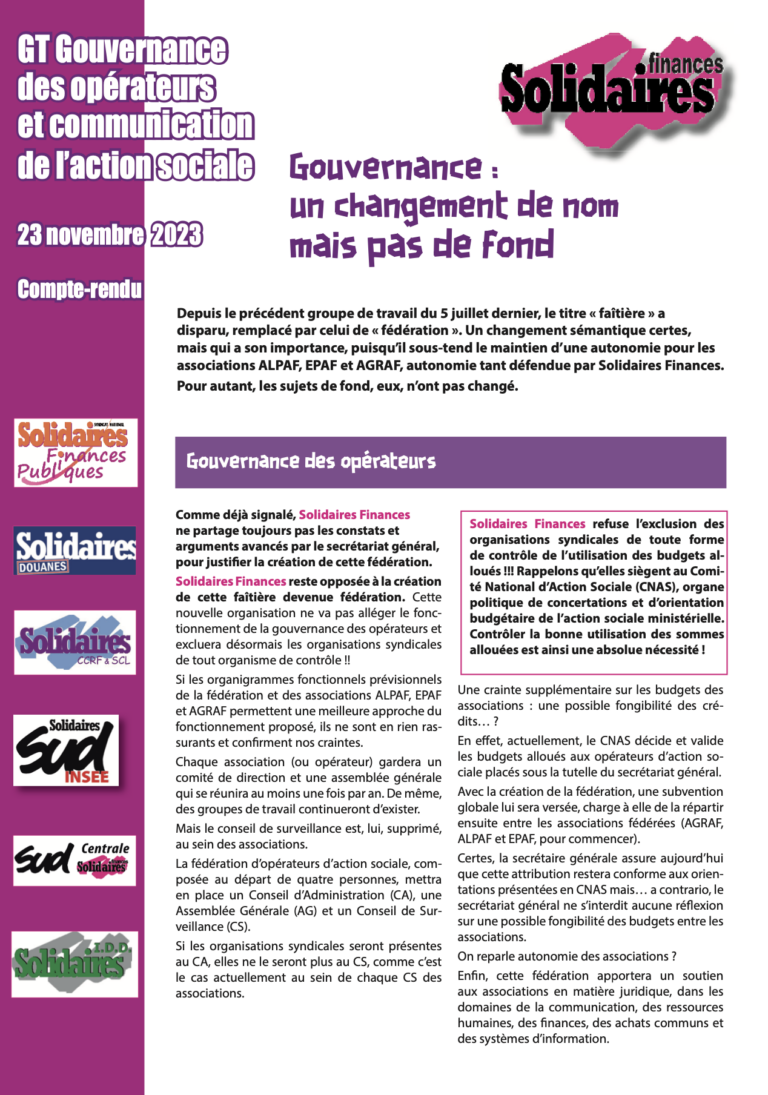 Lire la suite à propos de l’article Gouvernance : un changement de nom mais pas de fond !