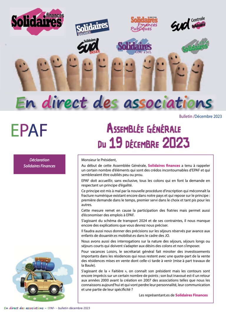 Lire la suite à propos de l’article Assemblée Générale  du 19 décembre 2023