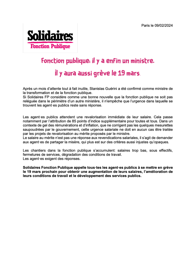 Lire la suite à propos de l’article 19 mars: Pour nos salaires, Mobilisation générale de la fonction publique  !