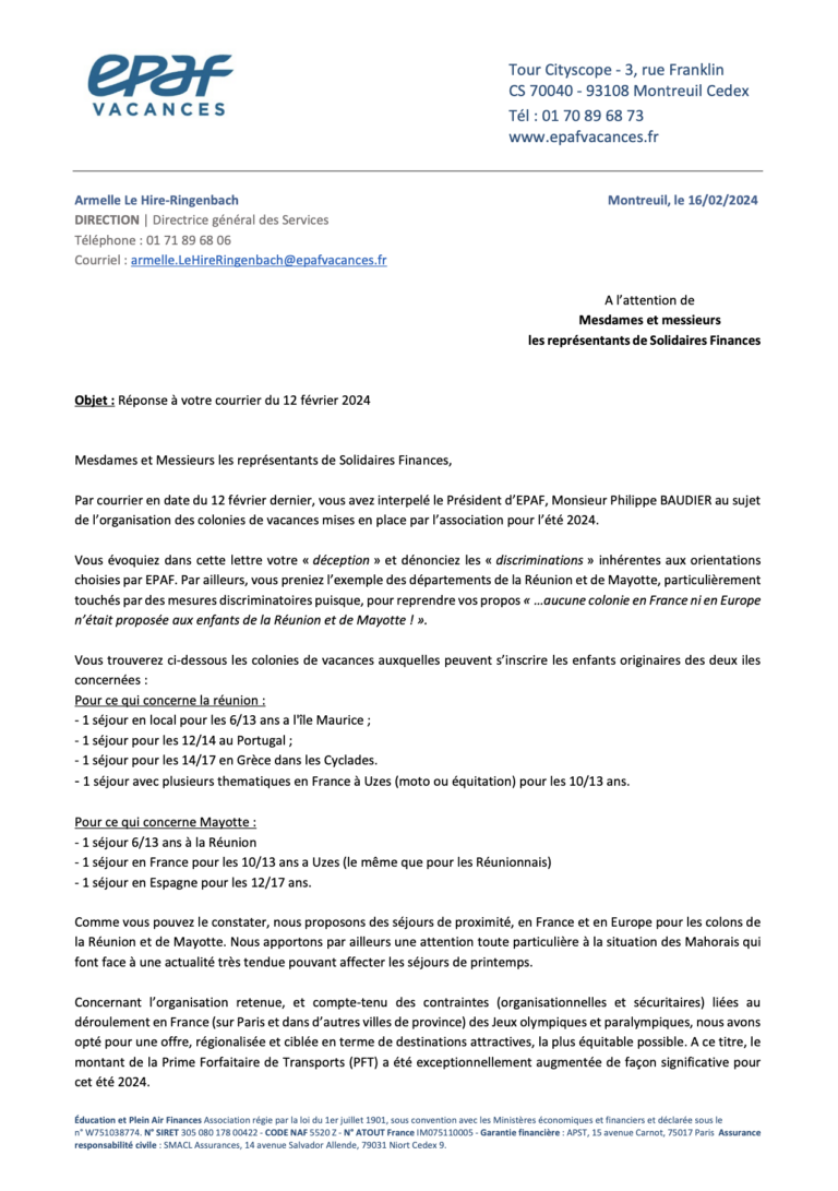 Lire la suite à propos de l’article Organisation des colonies de vacances pour cet été.