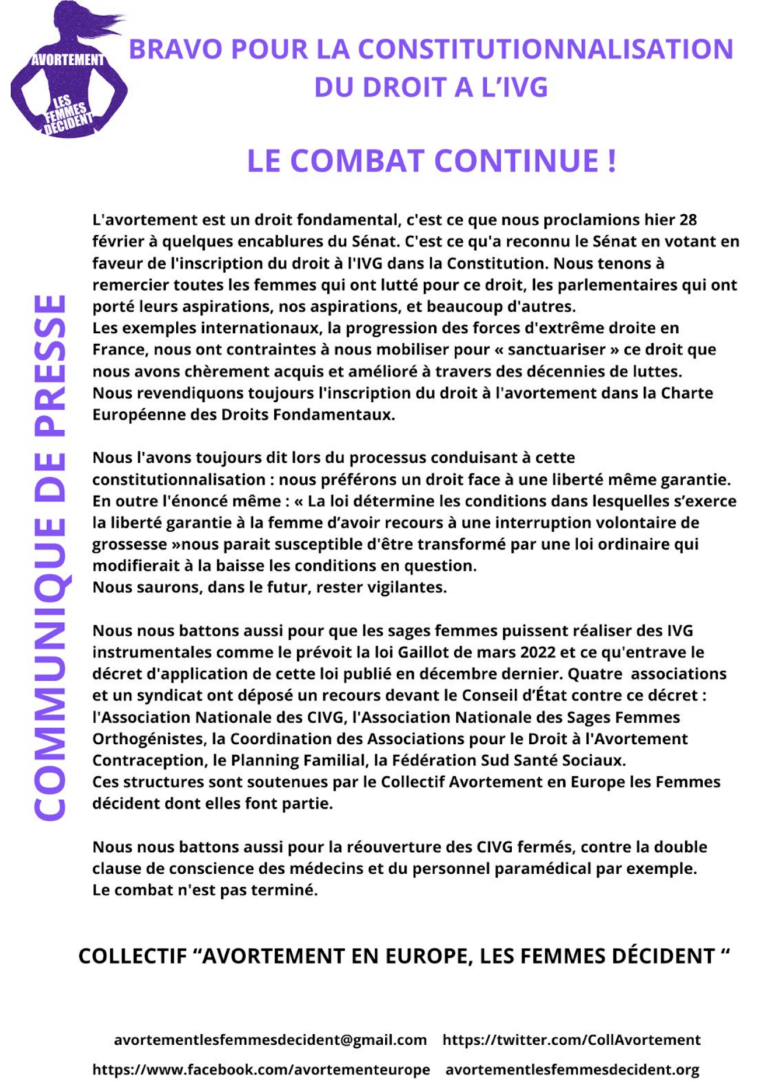 Lire la suite à propos de l’article Droit à l’IVG: Le combat continu.