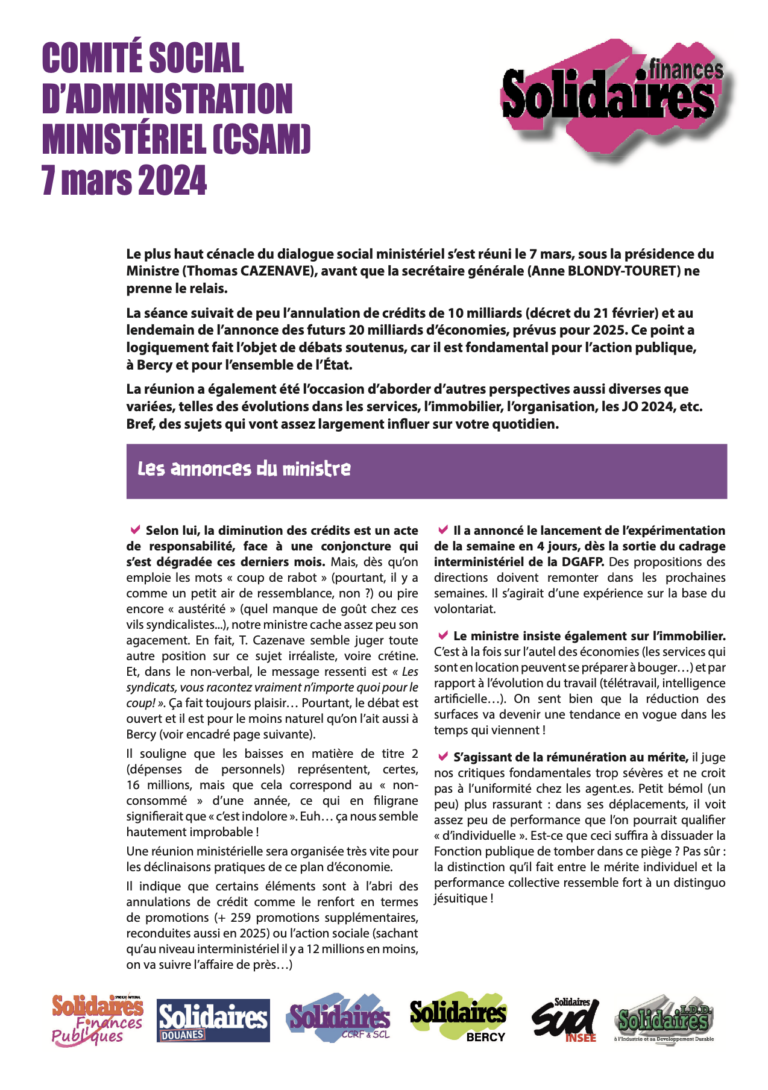 Lire la suite à propos de l’article Réduction des crédits budgétaires !