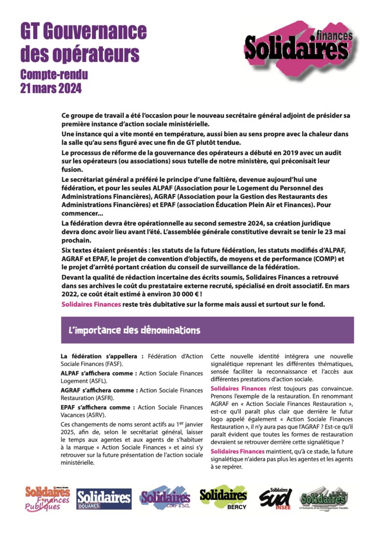 Lire la suite à propos de l’article Gouvernance des opérateurs : Notre liminaire