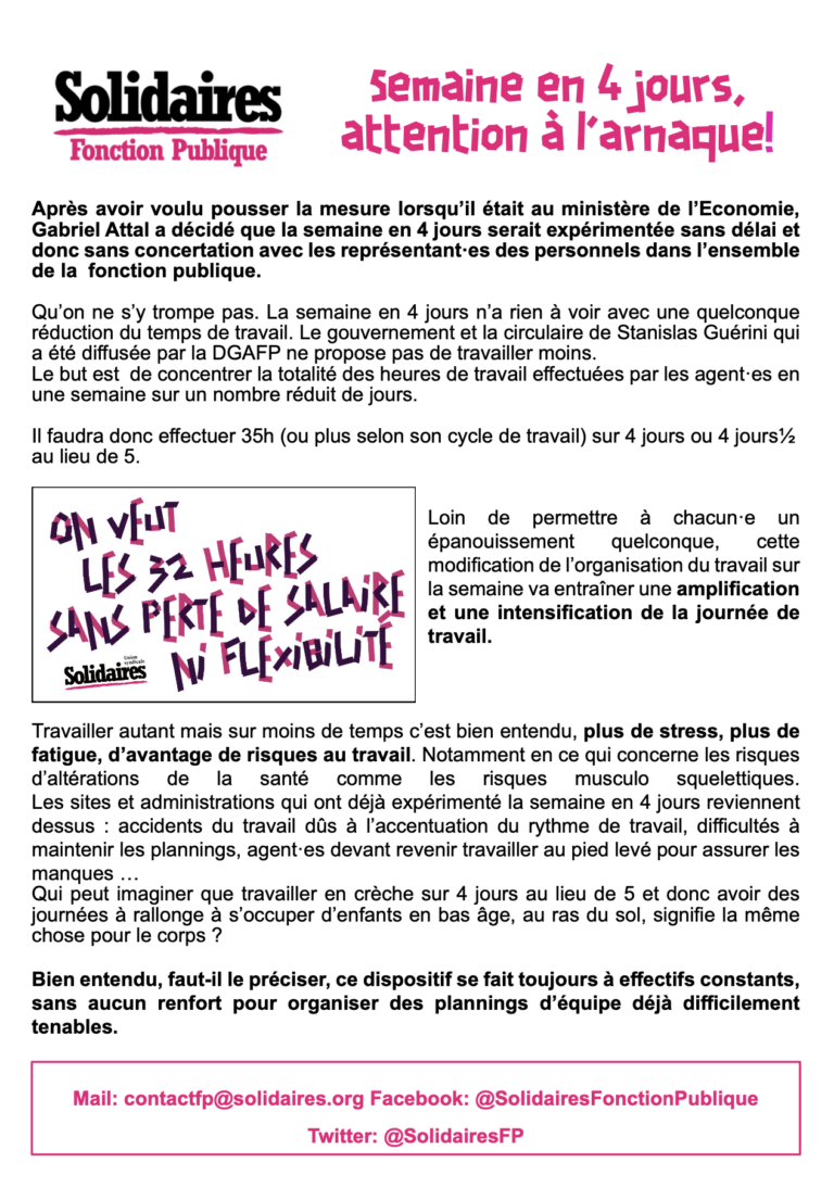 Lire la suite à propos de l’article Semaine en 4 jours : Attention à l’arnaque !