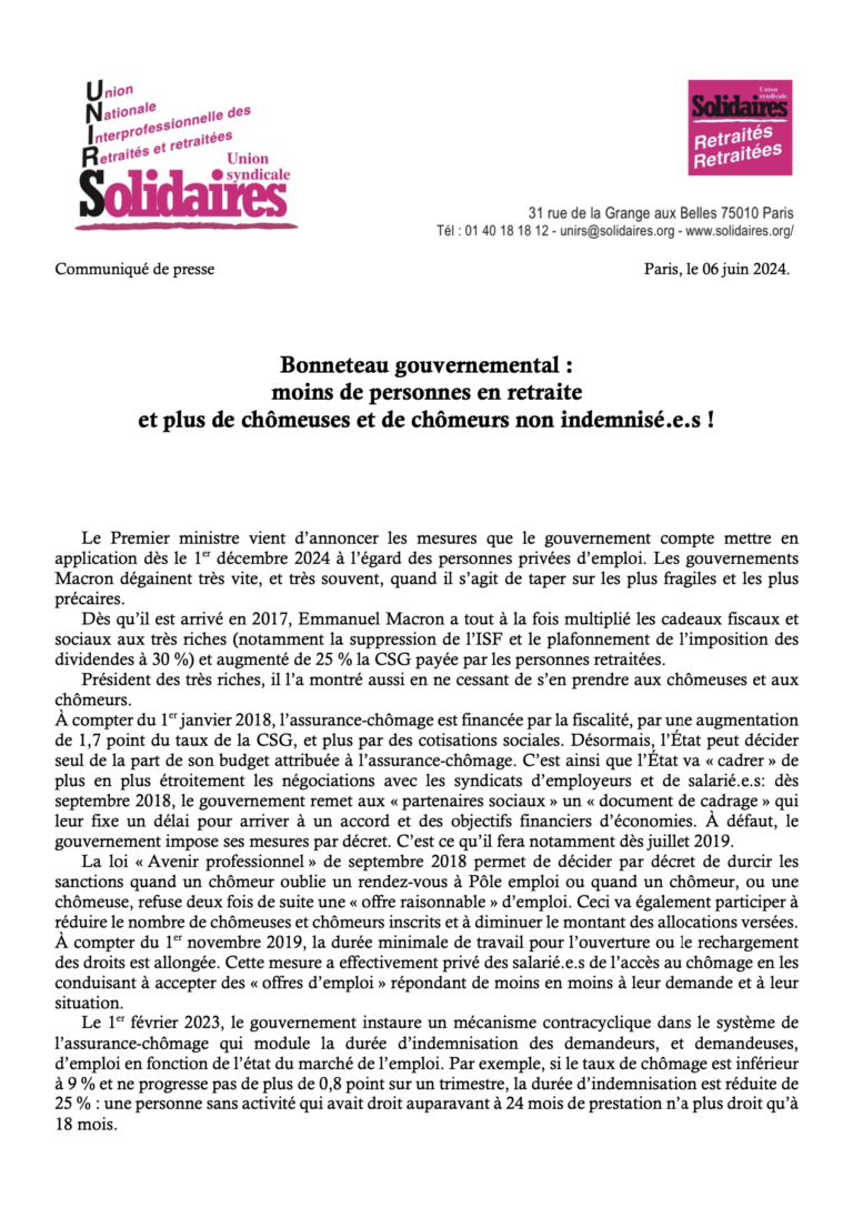 Lire la suite à propos de l’article Moins de retraités plus de chômeurs.