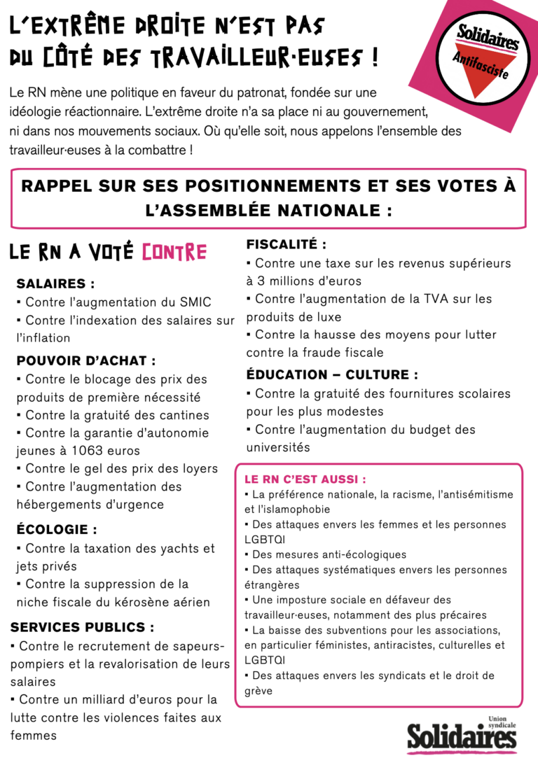 Lire la suite à propos de l’article L’extrême droite n’est pas du côté des travailleur.euse.s