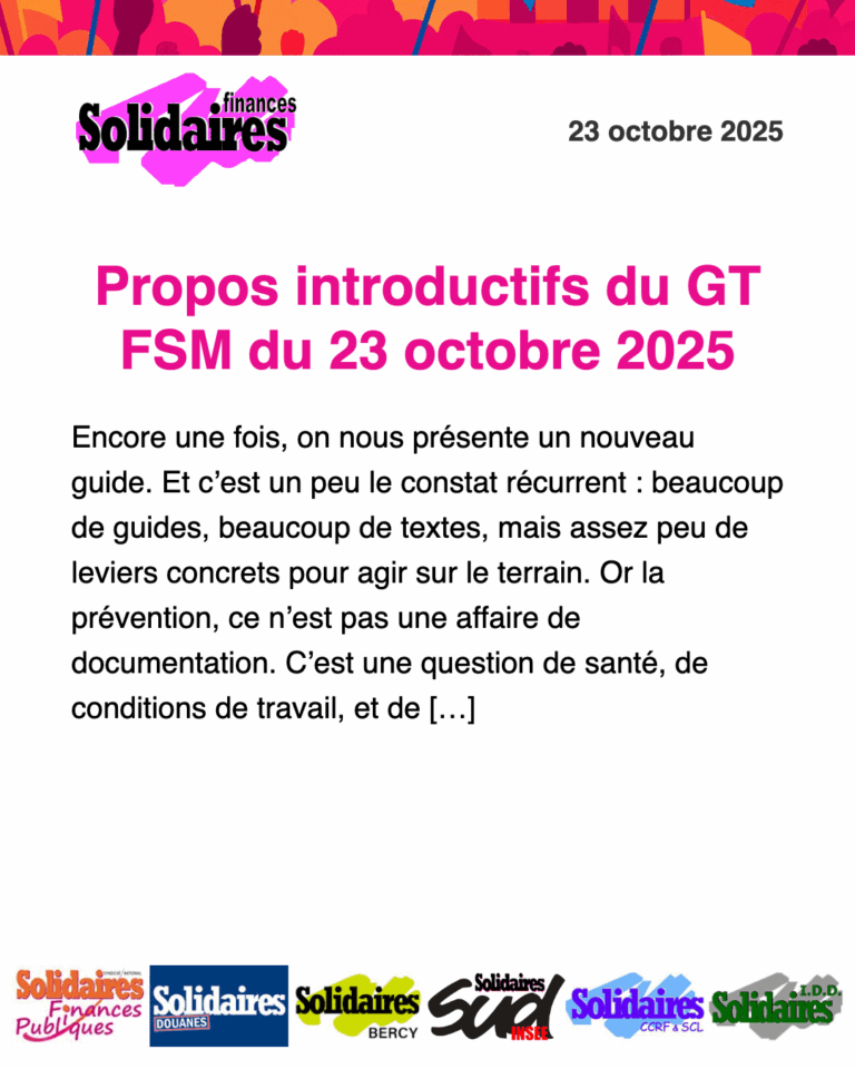Lire la suite à propos de l’article Propos introductifs du GT FSM du 23 octobre 2025