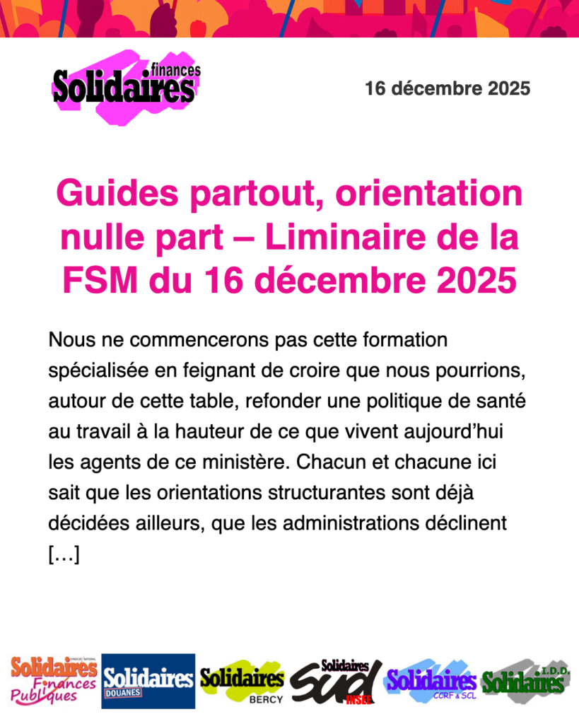 Guides partout, orientation nulle part – Liminaire de la FSM du 16 décembre 2025